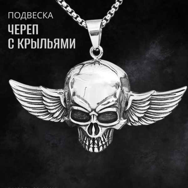 Подвеска на цепочке SilverRome Череп, кулон на шею для мужчин и женщин в готическом стиле, мужской аксессуар в стиле панк, рок, металл