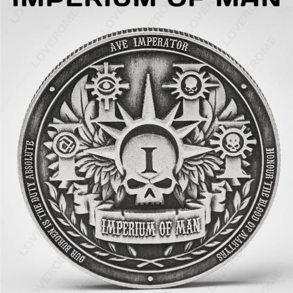 Монета Warhammer 40K LOVEROME металлическая сувенирная коллекционная, Imperium of Man