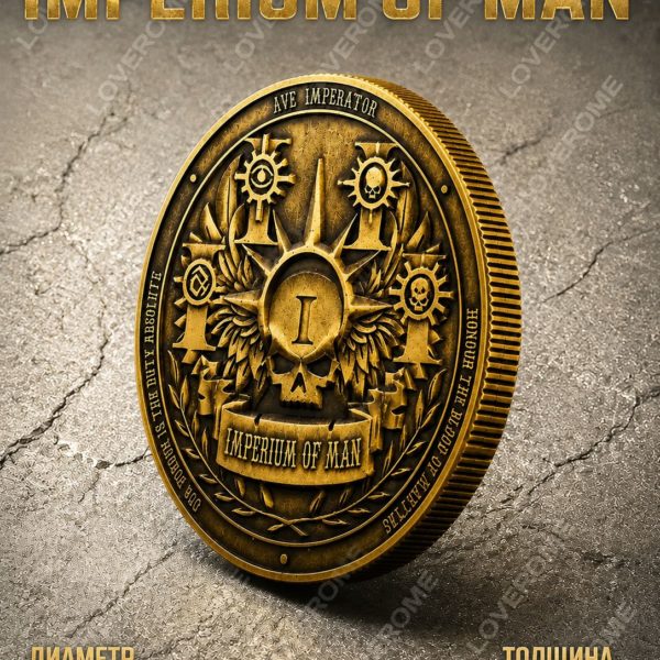 Монета Warhammer 40K LOVEROME металлическая сувенирная коллекционная, Imperium of Man