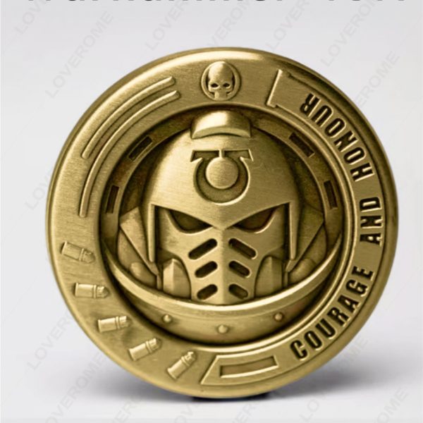 Монета Warhammer 40K LOVEROME металлическая сувенирная коллекционная, Starforged Warhammer 40,000 Pax Ultramar Ultramarines Clicking Coin